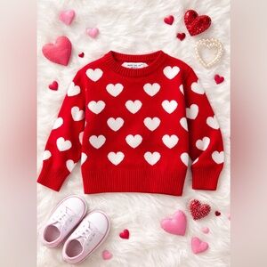 ❤️ Valentine’s Day Red Heart Sweater | Toddler 18–24M